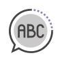 Bubble speech with the letter abc inside